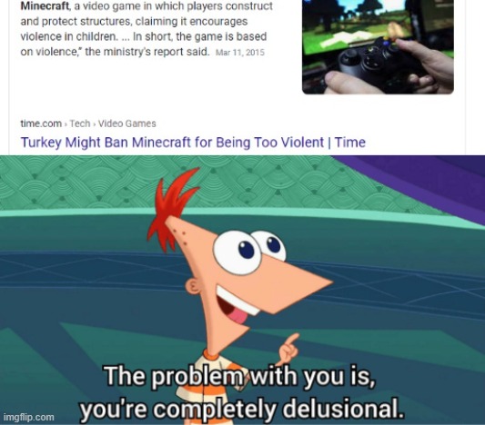 THIS IS AN OUTRAGE!!!!! | image tagged in the problem with you is you're completely delusional,turkey,minecraft,gaming | made w/ Imgflip meme maker