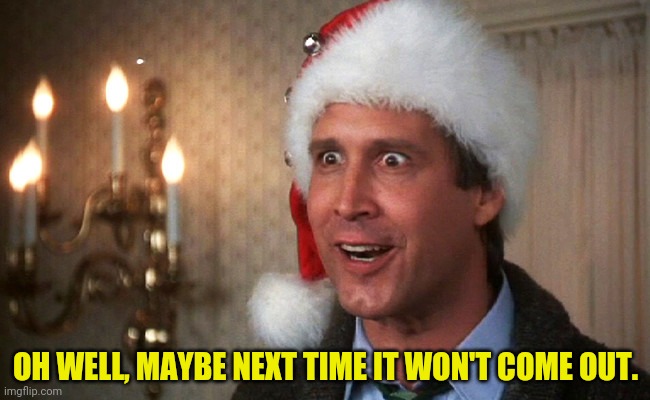 Clark Griswold | OH WELL, MAYBE NEXT TIME IT WON'T COME OUT. | image tagged in clark griswold | made w/ Imgflip meme maker