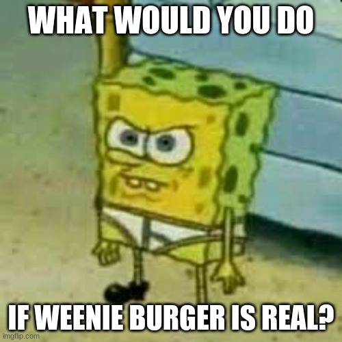 Spongebob In Underwear | WHAT WOULD YOU DO; IF WEENIE BURGER IS REAL? | image tagged in spongebob in underwear | made w/ Imgflip meme maker