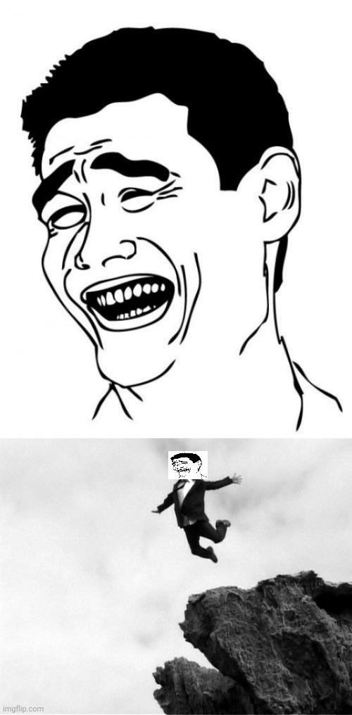image tagged in memes,yao ming,man jumping off a cliff | made w/ Imgflip meme maker