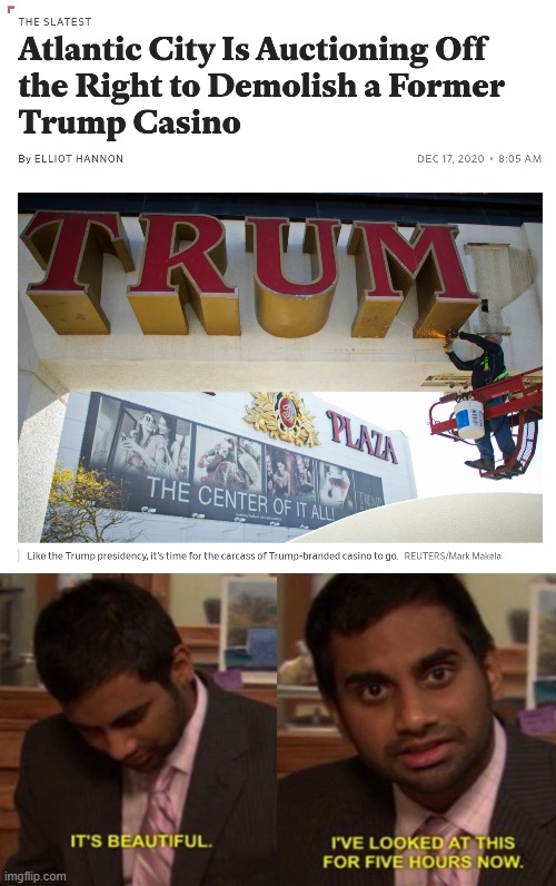 Proceeds from the auction will be donated to the Boys & Girls Club of Atlantic City. | image tagged in trump casino demolition,it's beautiful,casino,trump is an asshole,trump is a moron,charity | made w/ Imgflip meme maker