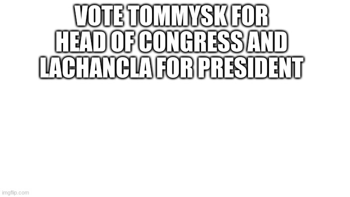 vote | VOTE TOMMYSK FOR HEAD OF CONGRESS AND LACHANCLA FOR PRESIDENT | image tagged in transparent,vote | made w/ Imgflip meme maker