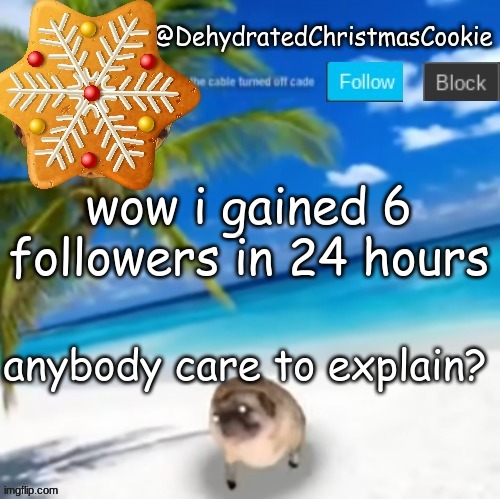 how | wow i gained 6 followers in 24 hours; anybody care to explain? | image tagged in how | made w/ Imgflip meme maker