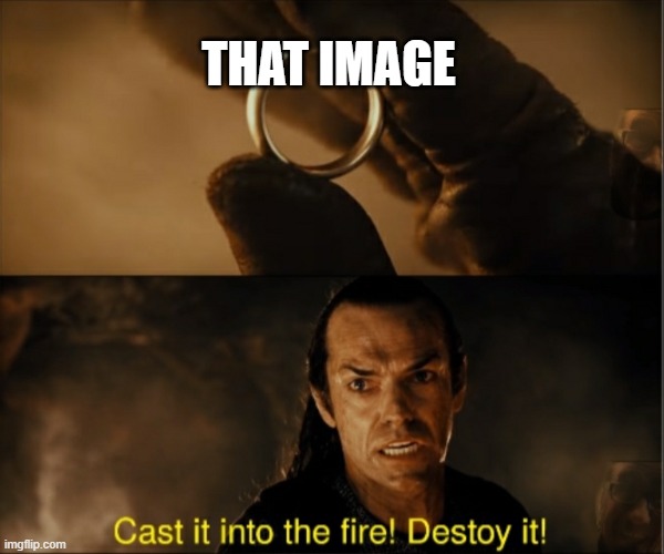 Cast it into the fire destroy it 2 panelS | THAT IMAGE | image tagged in cast it into the fire destroy it 2 panels | made w/ Imgflip meme maker