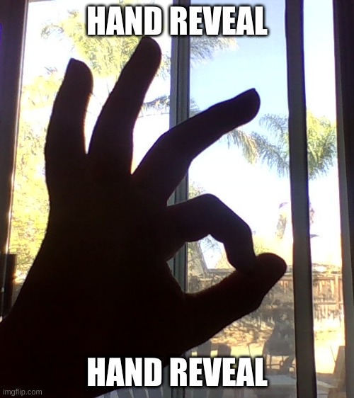 (and a bit of my backyard) | HAND REVEAL; HAND REVEAL | made w/ Imgflip meme maker