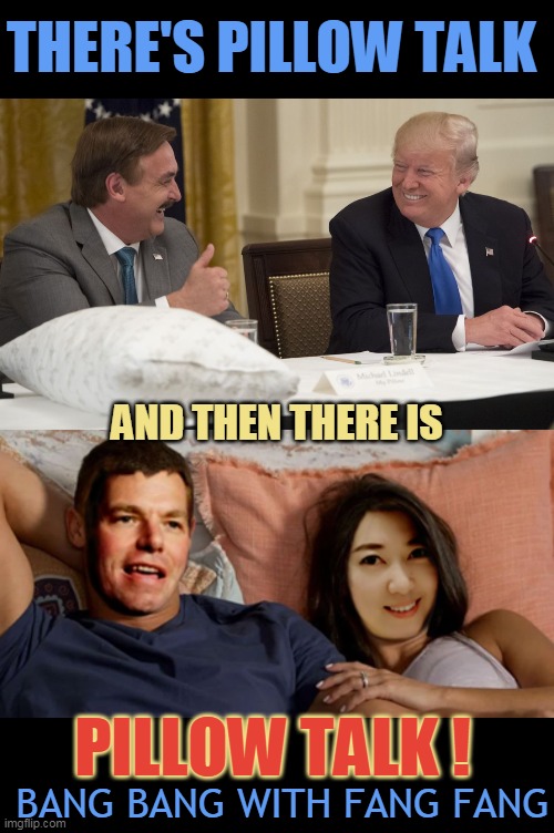 THERE'S PILLOW TALK; AND THEN THERE IS; PILLOW TALK ! BANG BANG WITH FANG FANG | made w/ Imgflip meme maker