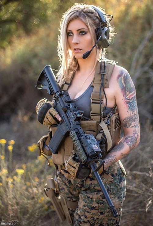 image tagged in sexy armed woman | made w/ Imgflip meme maker