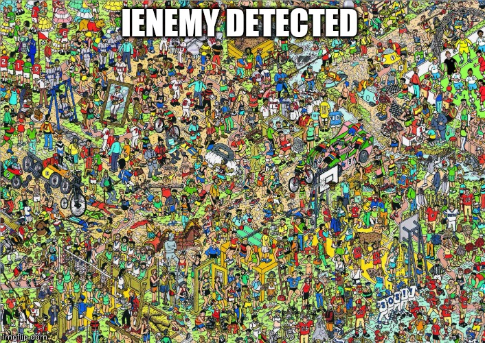 Where's Wally | IENEMY DETECTED | image tagged in where's wally | made w/ Imgflip meme maker