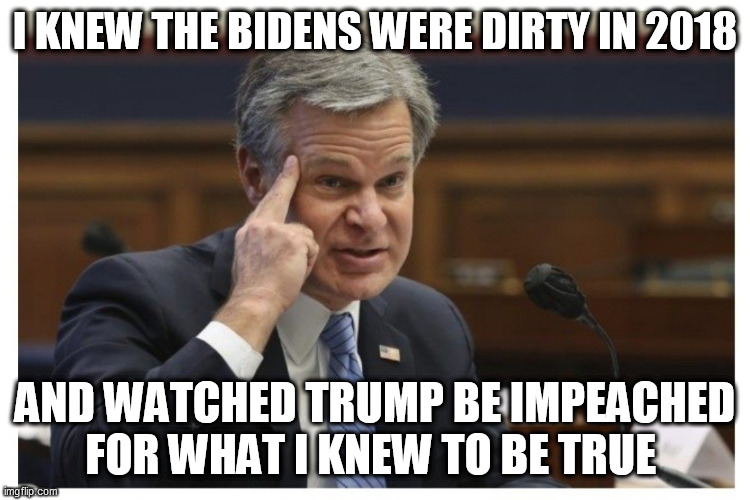 Wray if | I KNEW THE BIDENS WERE DIRTY IN 2018; AND WATCHED TRUMP BE IMPEACHED FOR WHAT I KNEW TO BE TRUE | image tagged in wray if | made w/ Imgflip meme maker