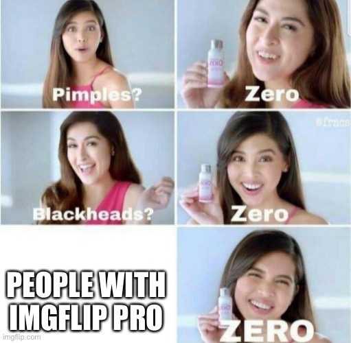 Sounds about right | PEOPLE WITH IMGFLIP PRO | image tagged in pimples zero | made w/ Imgflip meme maker