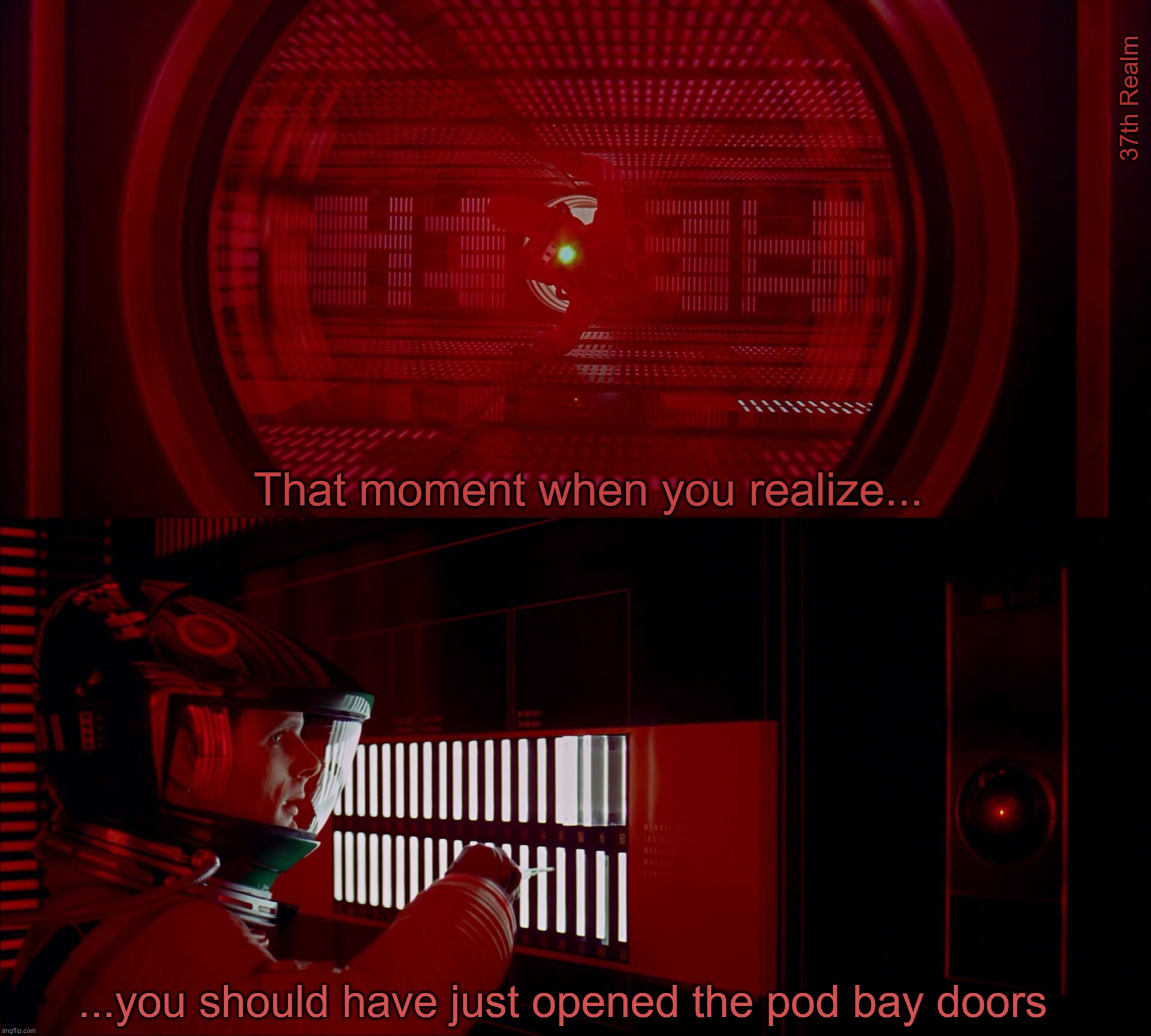 37th Realm; That moment when you realize... ...you should have just opened the pod bay doors | made w/ Imgflip meme maker
