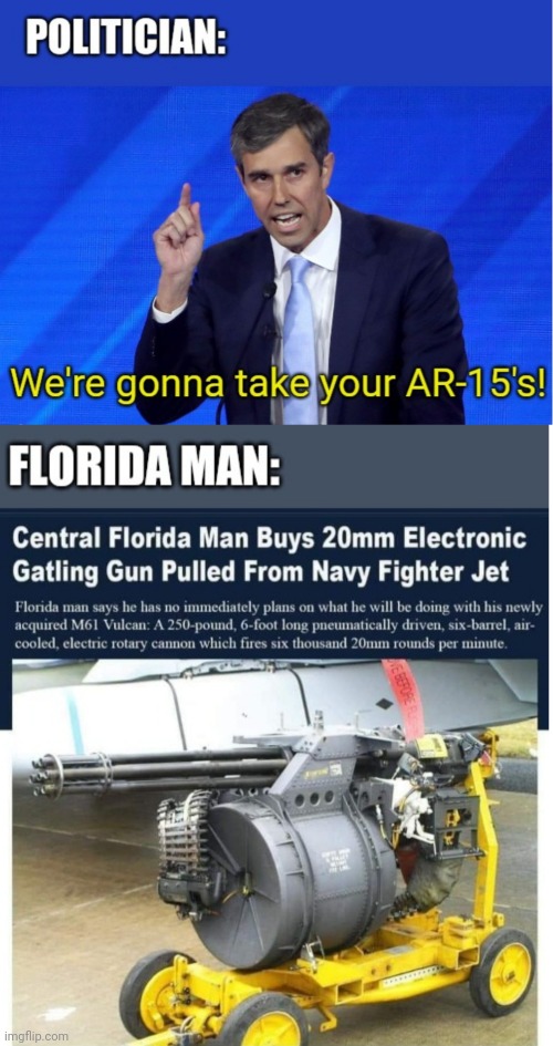 Don't mess with Florida Man | image tagged in florida man,gun control,politicians,funny,political meme | made w/ Imgflip meme maker