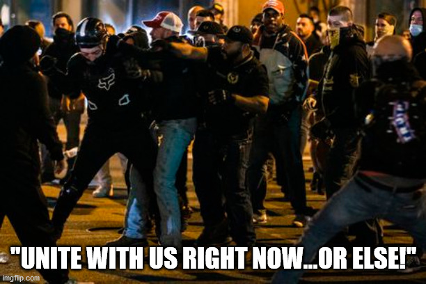 "UNITE WITH US RIGHT NOW...OR ELSE!" | made w/ Imgflip meme maker