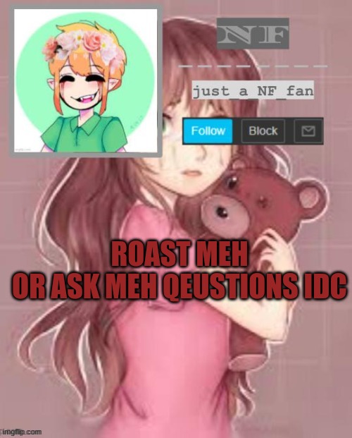 idc | ROAST MEH
OR ASK MEH QEUSTIONS IDC | made w/ Imgflip meme maker