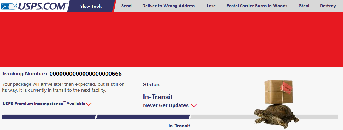 High Quality USPS Online Tracker In Transit Delayed Status Blank Meme Template
