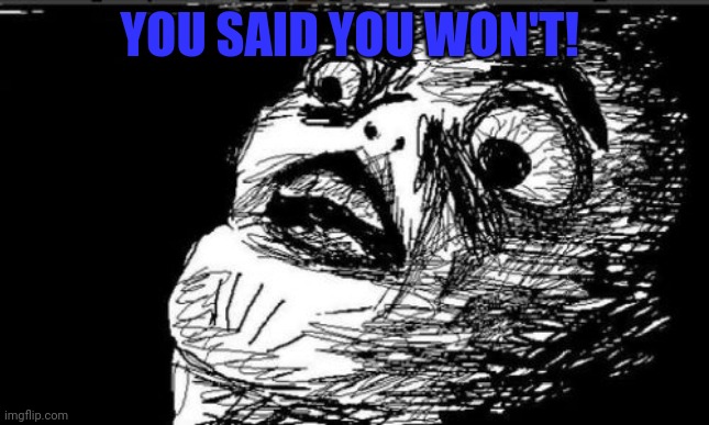 Gasp Rage Face Meme | YOU SAID YOU WON'T! | image tagged in memes,gasp rage face | made w/ Imgflip meme maker