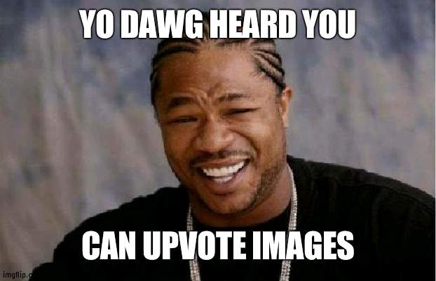 Yo Dawg Heard You | YO DAWG HEARD YOU; CAN UPVOTE IMAGES | image tagged in memes,yo dawg heard you | made w/ Imgflip meme maker