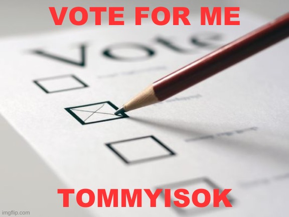 vote for me | VOTE FOR ME; TOMMYISOK | image tagged in voting ballot,tommyisok,congress | made w/ Imgflip meme maker