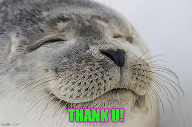 Satisfied Seal Meme | THANK U! | image tagged in memes,satisfied seal | made w/ Imgflip meme maker