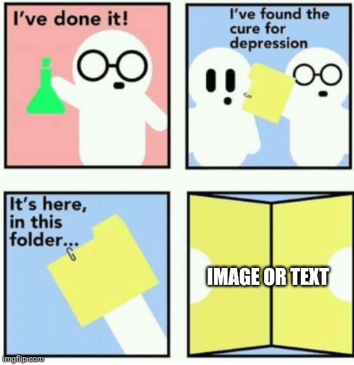 Cure for depression | IMAGE OR TEXT | image tagged in cure for depression | made w/ Imgflip meme maker