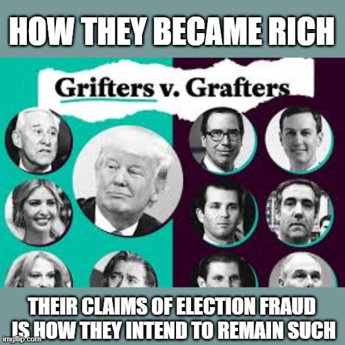 What the rest of the world clearly recognizes, many US citizens don't | HOW THEY BECAME RICH; THEIR CLAIMS OF ELECTION FRAUD
 IS HOW THEY INTEND TO REMAIN SUCH | image tagged in trump,loser,gop scammers,election 2020 | made w/ Imgflip meme maker