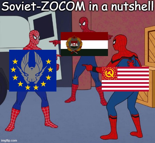 Soviet-ZOCOM in a nutshell | Soviet-ZOCOM in a nutshell | image tagged in spider man triple | made w/ Imgflip meme maker