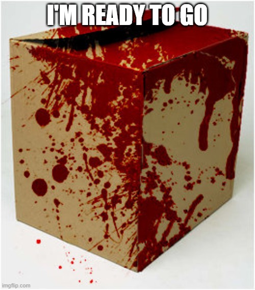 Bloody Box | I'M READY TO GO | image tagged in bloody box | made w/ Imgflip meme maker