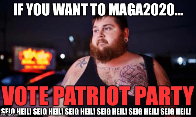 MAGA2020 | IF YOU WANT TO MAGA2020... VOTE PATRIOT PARTY; SEIG HEIL! SEIG HEIL! SEIG HEIL! SEIG HEIL! SEIG HEIL! SEIG HEIL! | image tagged in patriots | made w/ Imgflip meme maker