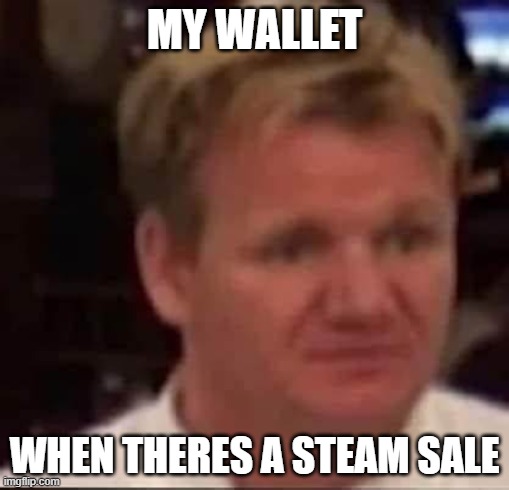 Steam Sales | MY WALLET; WHEN THERES A STEAM SALE | image tagged in steam,gaming,empty wallet | made w/ Imgflip meme maker