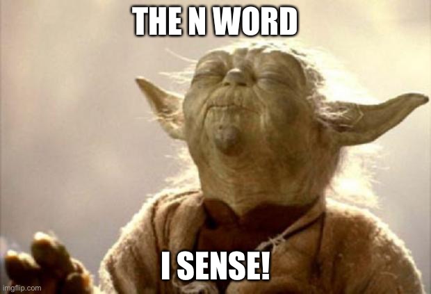yoda smell | THE N WORD I SENSE! | image tagged in yoda smell | made w/ Imgflip meme maker