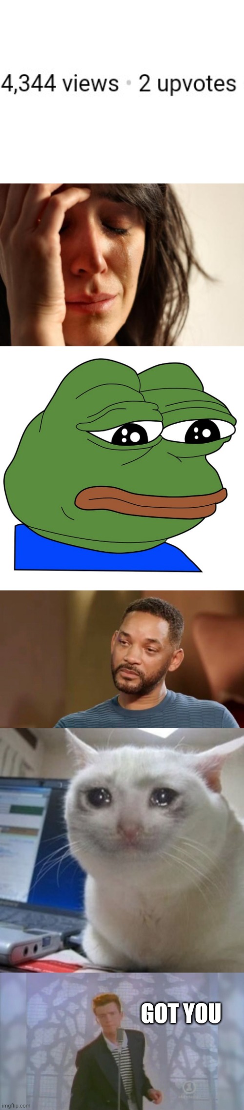 I'm sad but I will be happy when you reach the end | GOT YOU | image tagged in blank white template,memes,first world problems,sad peep,sad will smith,crying cat | made w/ Imgflip meme maker