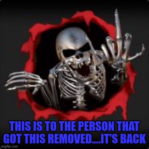 THIS IS TO THE PERSON THAT GOT THIS REMOVED....IT'S BACK | made w/ Imgflip meme maker