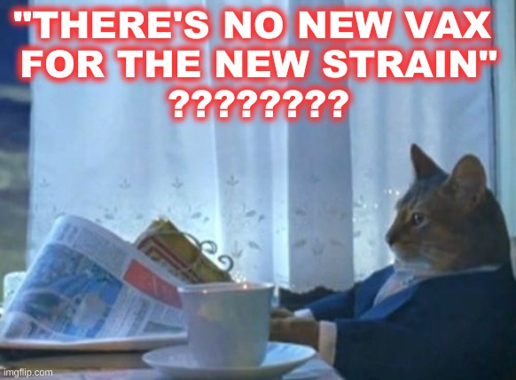 conservative logic | "THERE'S NO NEW VAX 
FOR THE NEW STRAIN"
???????? | image tagged in memes,i should buy a boat cat,covid-19,antivax,conservative logic,fox news alert | made w/ Imgflip meme maker