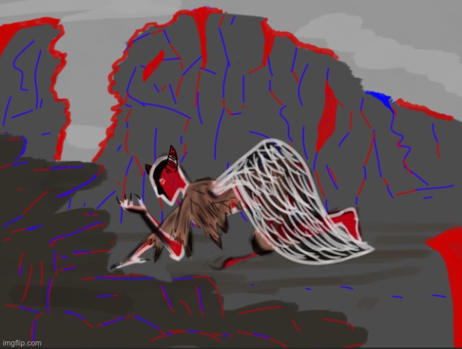 I just finished this this morning, it’s Lucifer the fallen angel turning into a demon | made w/ Imgflip meme maker
