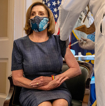 pelosi vaccinated with the cap on Blank Meme Template