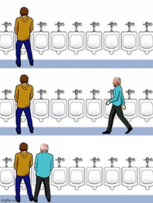 Urinal Biden | image tagged in urinal guy,urinal,toilet,bathroom,joe biden,creepy joe biden | made w/ Imgflip meme maker