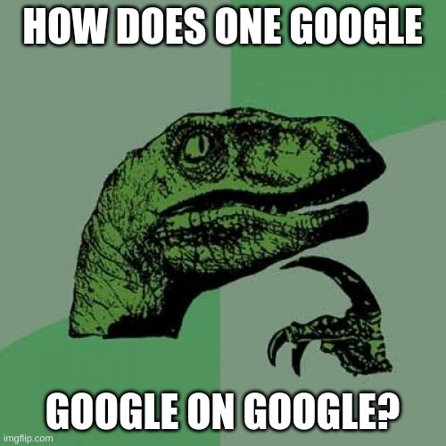 Philosoraptor | HOW DOES ONE GOOGLE; GOOGLE ON GOOGLE? | image tagged in memes,philosoraptor | made w/ Imgflip meme maker