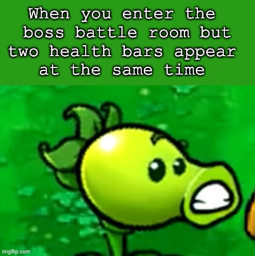 Two bosses!!?? | When you enter the 
boss battle room but
two health bars appear 
at the same time | image tagged in a concerned repeater | made w/ Imgflip meme maker