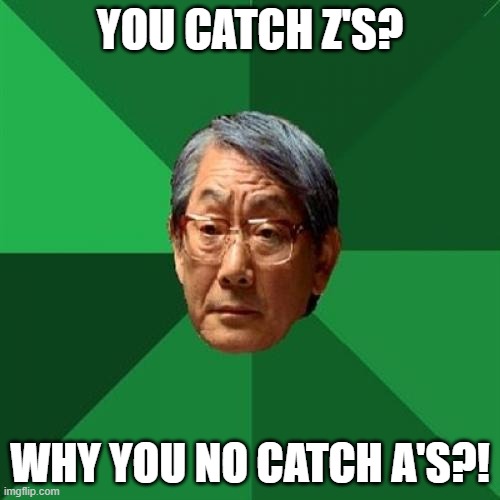 *snores* |  YOU CATCH Z'S? WHY YOU NO CATCH A'S?! | image tagged in memes,high expectations asian father | made w/ Imgflip meme maker