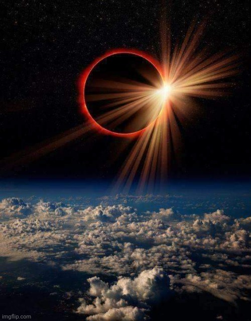 Eclipse over clouds | image tagged in solar eclipse,clouds,earth,space,awesome,photoshop | made w/ Imgflip meme maker