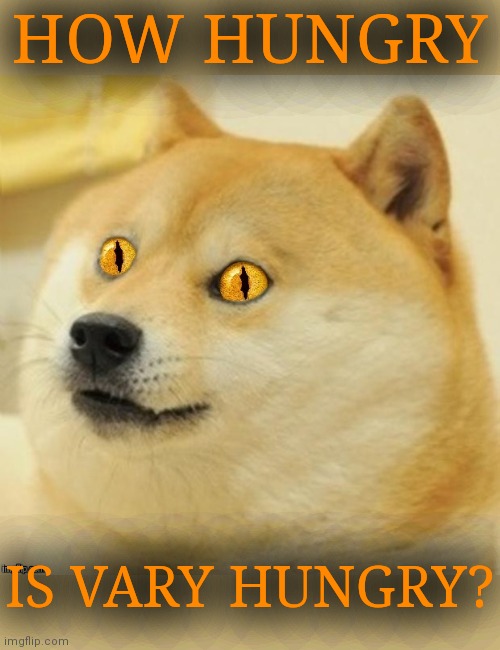 Doge Snake Eyes | HOW HUNGRY IS VARY HUNGRY? | image tagged in doge snake eyes | made w/ Imgflip meme maker