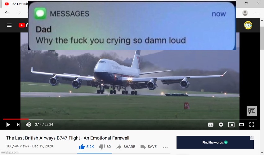 Farewell 747! | image tagged in airplane | made w/ Imgflip meme maker