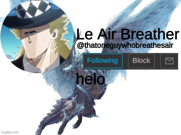 helo | helo | image tagged in thatoneguywhobreathesair's announcement template | made w/ Imgflip meme maker