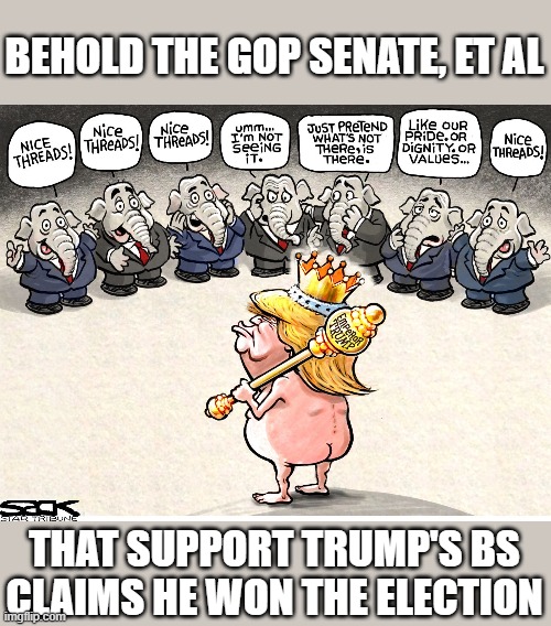The GOP proves "The Emperor's New Clothes" was not merely a fairytale | BEHOLD THE GOP SENATE, ET AL; THAT SUPPORT TRUMP'S BS CLAIMS HE WON THE ELECTION | image tagged in trump,election 2020,gop scammers,sychophants,losers,fairytales | made w/ Imgflip meme maker
