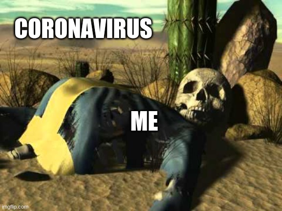 Fallout 2 Game Over | CORONAVIRUS; ME | image tagged in fallout 2 game over,coronavirus,fallout,game over | made w/ Imgflip meme maker