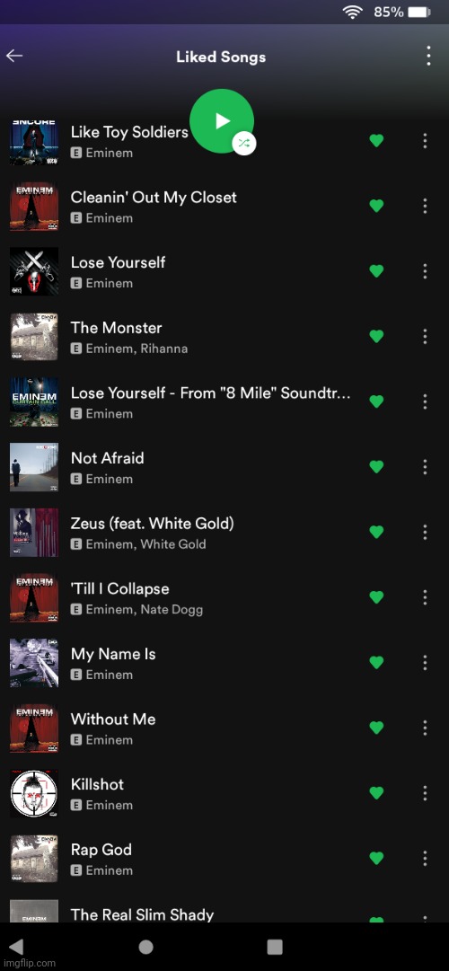 Little snip of my liked songs | made w/ Imgflip meme maker