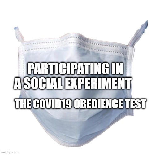 Face mask | PARTICIPATING IN A SOCIAL EXPERIMENT; THE COVID19 OBEDIENCE TEST | image tagged in face mask | made w/ Imgflip meme maker