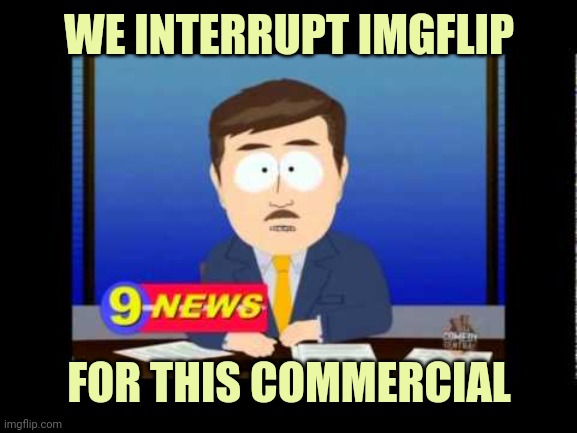 South Park News Reporter | WE INTERRUPT IMGFLIP FOR THIS COMMERCIAL | image tagged in south park news reporter | made w/ Imgflip meme maker