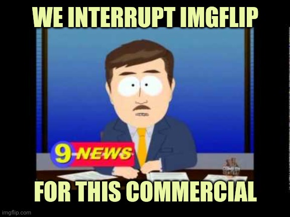 South Park News Reporter | WE INTERRUPT IMGFLIP FOR THIS COMMERCIAL | image tagged in south park news reporter | made w/ Imgflip meme maker