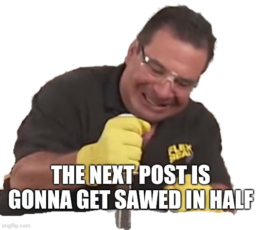 Phil Swift | THE NEXT POST IS GONNA GET SAWED IN HALF | image tagged in phil swift,phil swift that's a lotta damage flex tape/seal,phil swift flex tape,discord | made w/ Imgflip meme maker